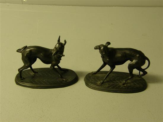 Appraisal: A pair of spelter greyhounds on oval bases not signed