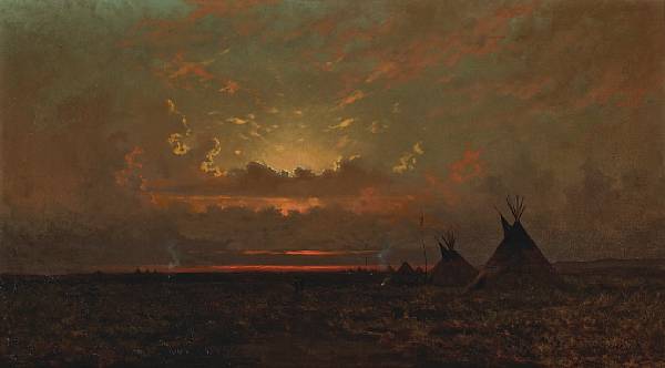 Appraisal: Jules Tavernier - Indian Encampment signed 'Jules Tavernier' lower right