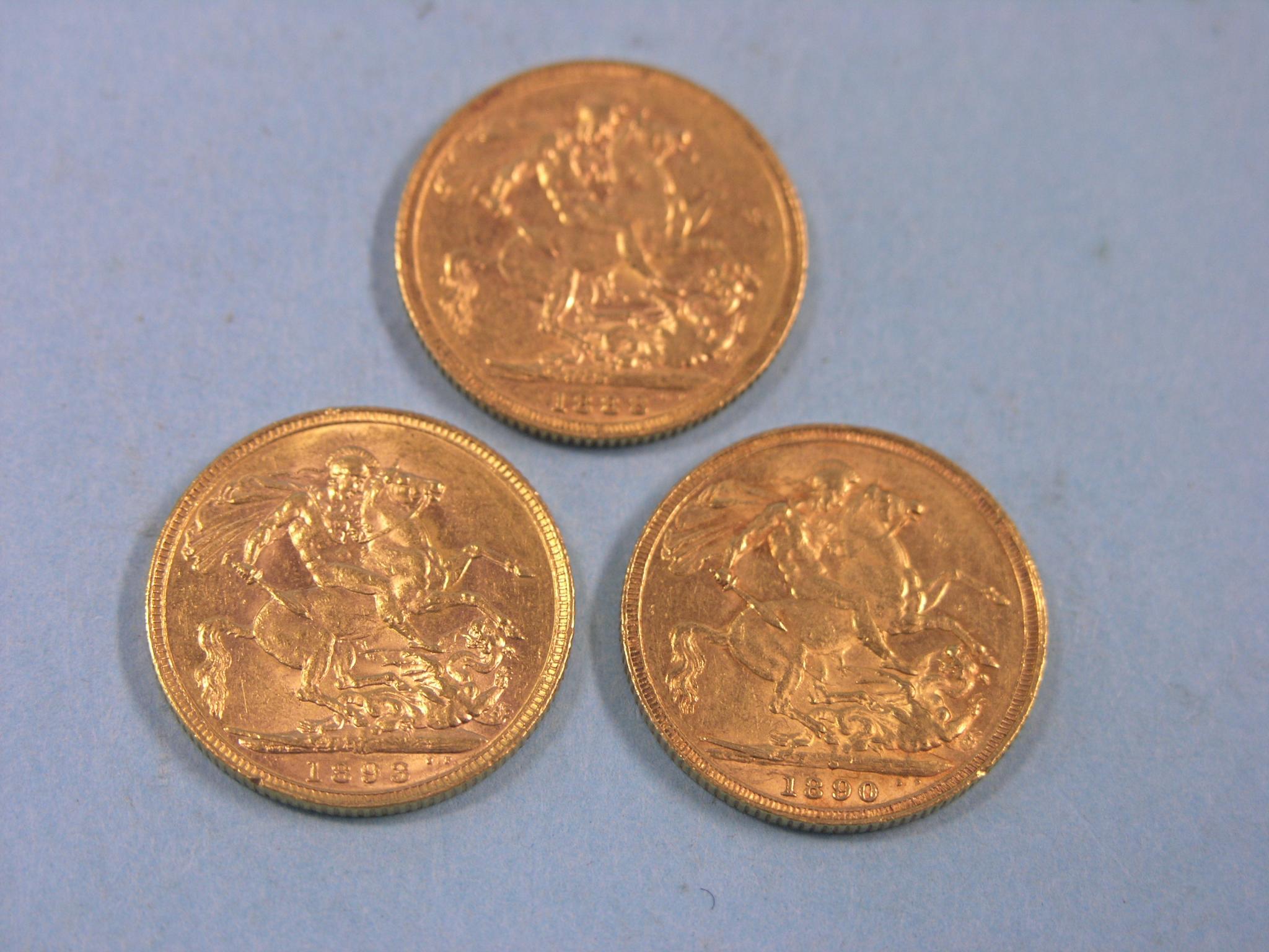 Appraisal: Three Victorian gold Sovereigns includes Melbourne and Sydney mints