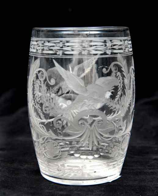 Appraisal: AN ETCHED GLASS decorated birds and swags th Century high