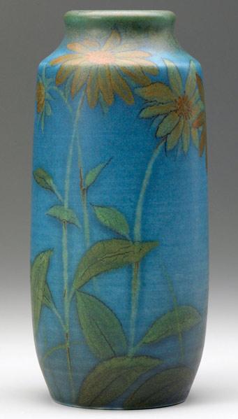 Appraisal: ROOKWOOD Decorated Mat vase by K Shirayamadani with chrysanthemums Uncrazed