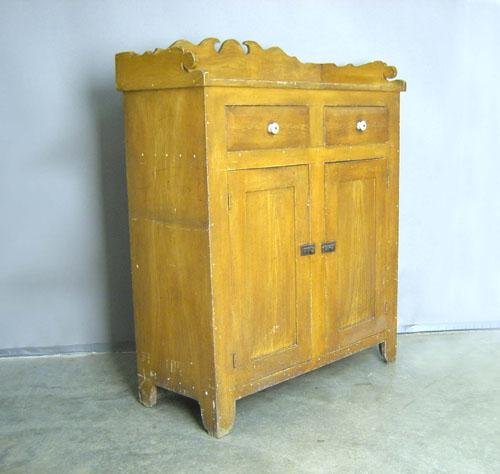 Appraisal: Grain painted jelly cupboard th c h w