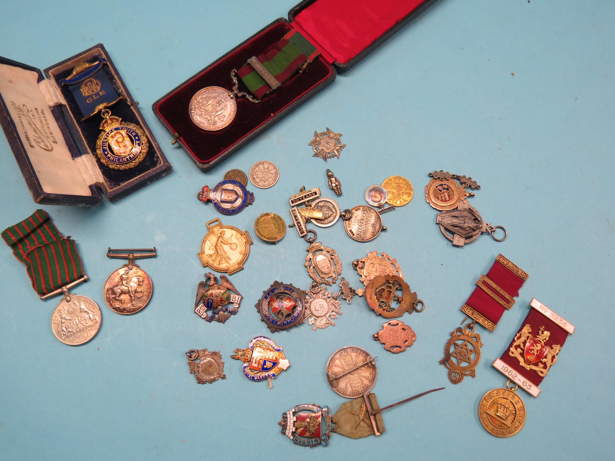 Appraisal: A group of civilian medals largely silver and silver-gilt including