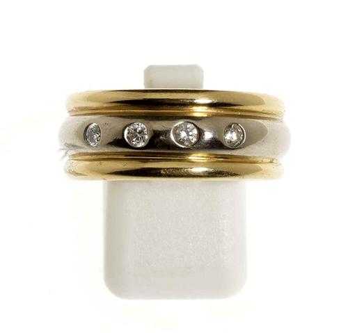 Appraisal: GOLD AND BRILLIANT-CUT DIAMOND GENTLEMAN'S RING Yellow and white gold