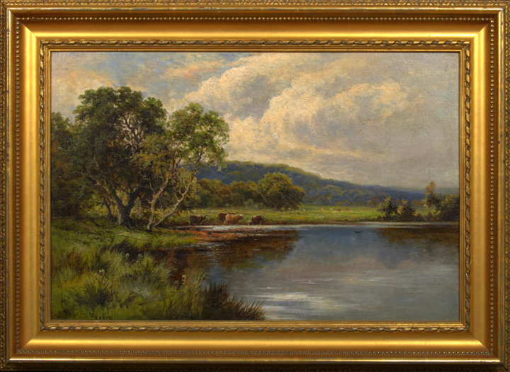 Appraisal: Henry H Parker British - River Landscape with Cattle Watering