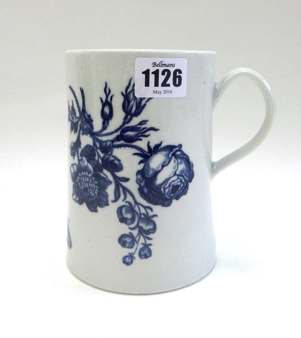 Appraisal: A Worcester blue and white mug circa of cylindrical form