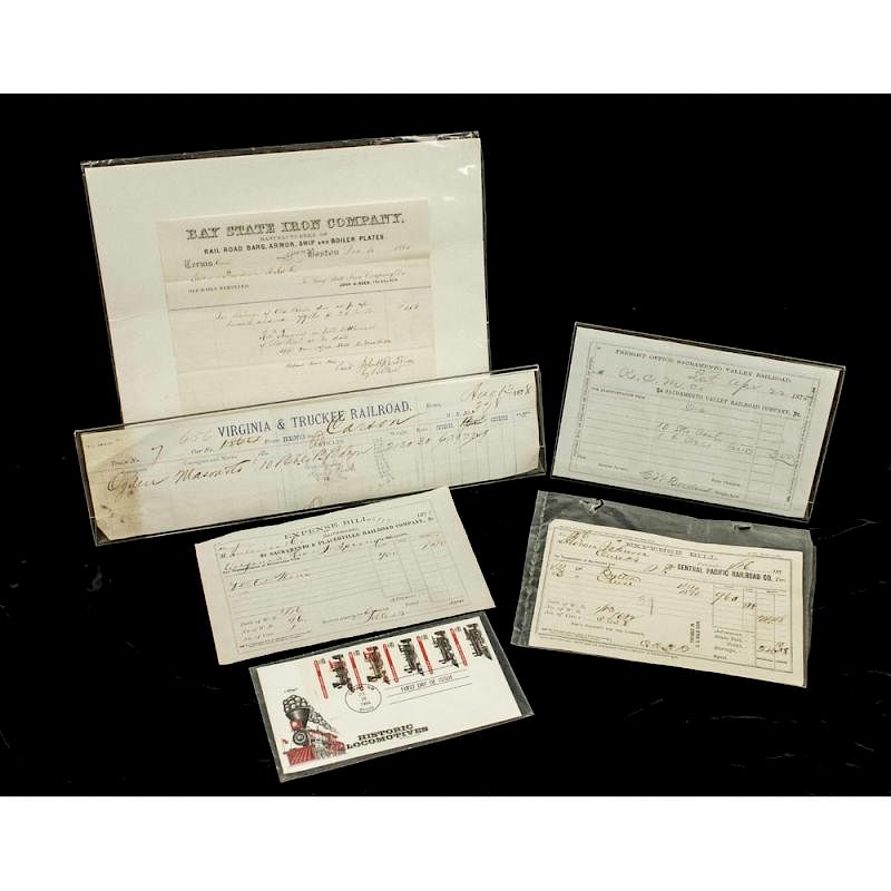 Appraisal: th c California Railroad Receipts Lot of five railroad receipts