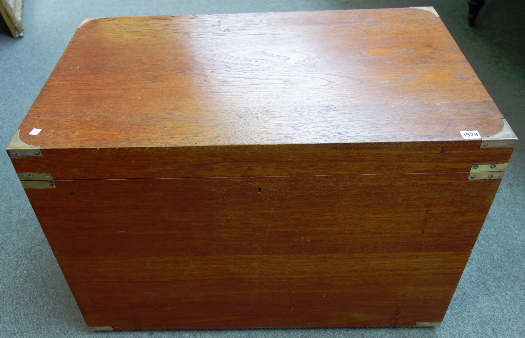 Appraisal: A th century metal bound rectangular camphor wood trunk with