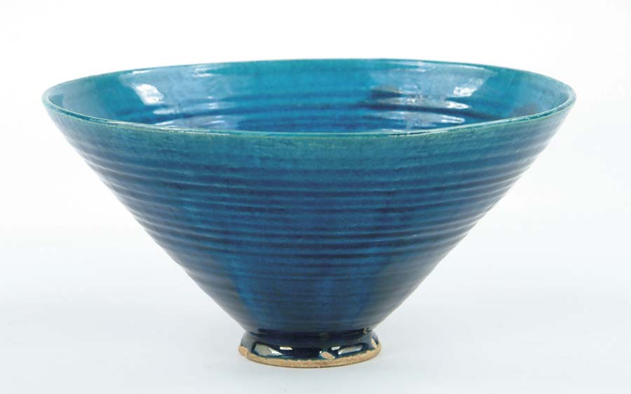 Appraisal: ART POTTERY BOWL BY VOLKMAR DURANT Deep turquoise blue glazed