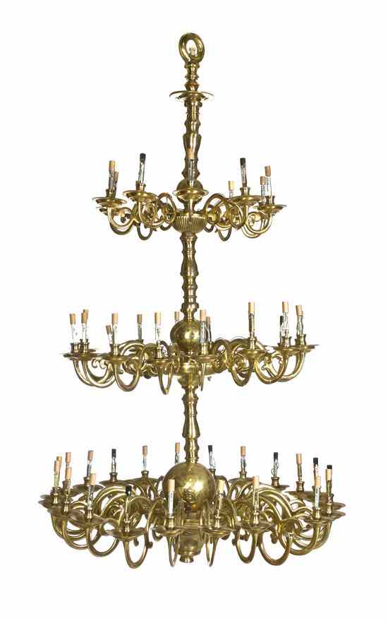 Appraisal: A Dutch Baroque Style Brass Oversized Chandelier having a baluster