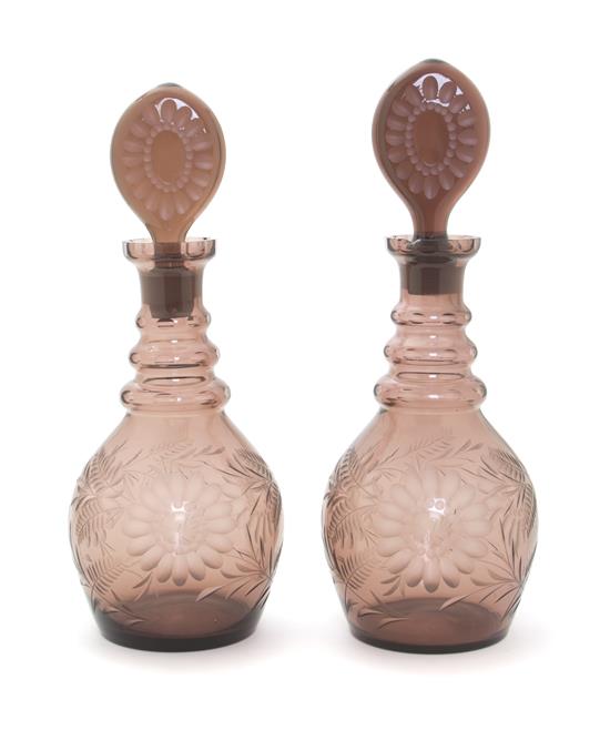 Appraisal: Sale Lot A Pair of Amethyst Glass Decanters each having