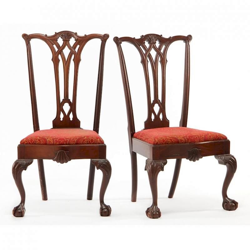 Appraisal: Pair of Chippendale Style Side Chairs late th century mahogany