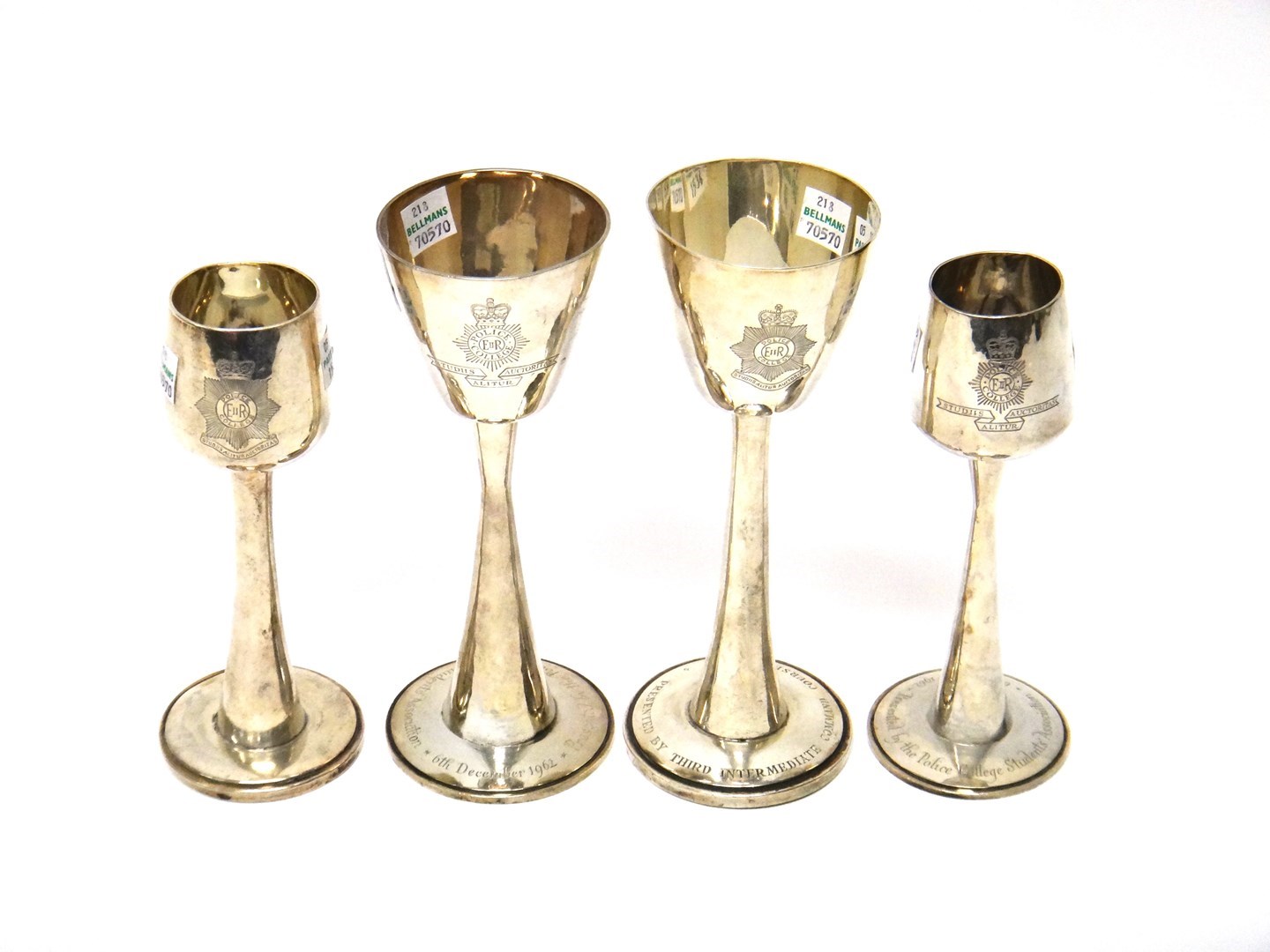 Appraisal: Two pairs of silver goblets London by R E Stone