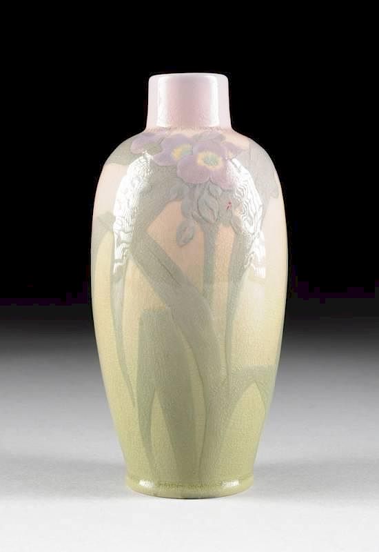 Appraisal: A ROOKWOOD POTTERY WHITE IRIS GLAZE VASE DECORATED BY OLGA