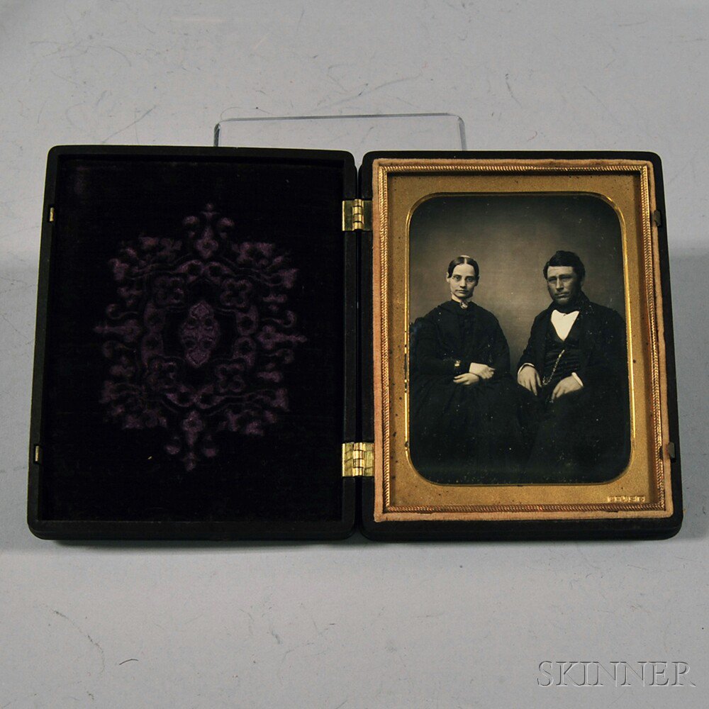 Appraisal: Quarter-plate Daguerreotype Portrait of a Husband and Wife possibly Lorenzo