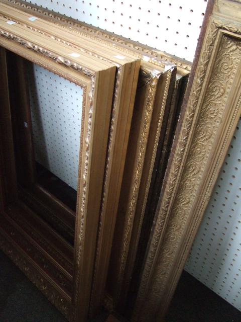 Appraisal: A group of six gilt plaster picture frames including a