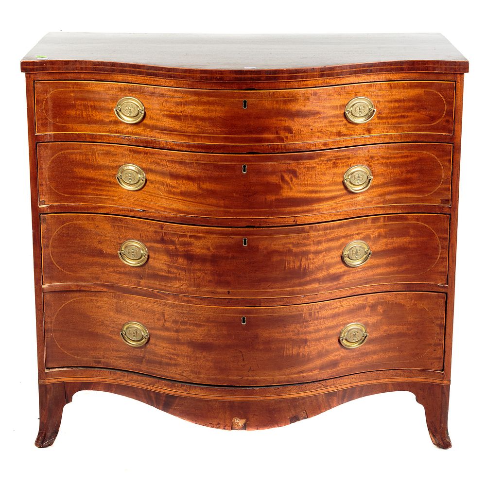 Appraisal: Federal Mahogany Serpentine-Front Chest Pennsylvania circa - with string inlay