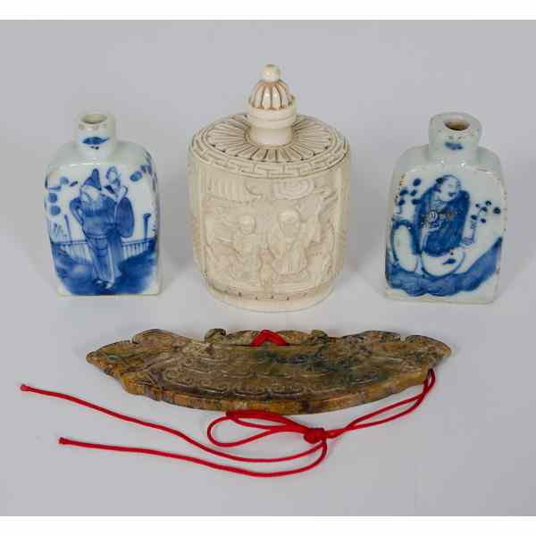 Appraisal: Chinese Snuff Bottles Plus Chinese Three snuff bottles including an