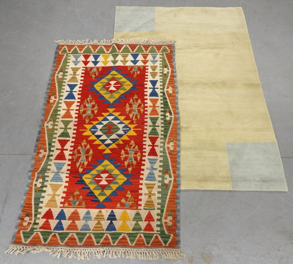 Appraisal: PC FLAT WEAVE RUGS Middle East th CenturyIncludes a green