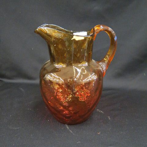 Appraisal: Amberina Art Glass Pitcher diamond quilted circa tall excellent