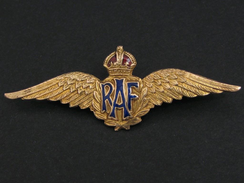 Appraisal: A ct gold RAF Brooch with enamel detail