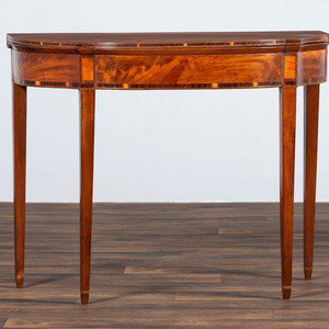 Appraisal: A Federal Inlaid Mahogany Demi-Lune Game Table New England Circa