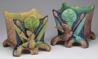 Appraisal: St Honore majolica jardinieres h Pair of French majolica jardinieres