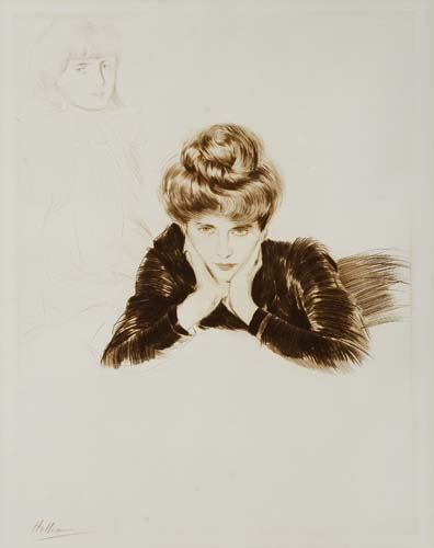 Appraisal: PAUL C SAR HELLEU Visage encadr Madame Helleu Drypoint printed