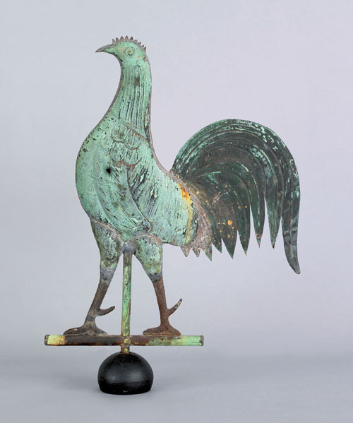 Appraisal: American swell bodied copper gamecock weathervane th c with sheet