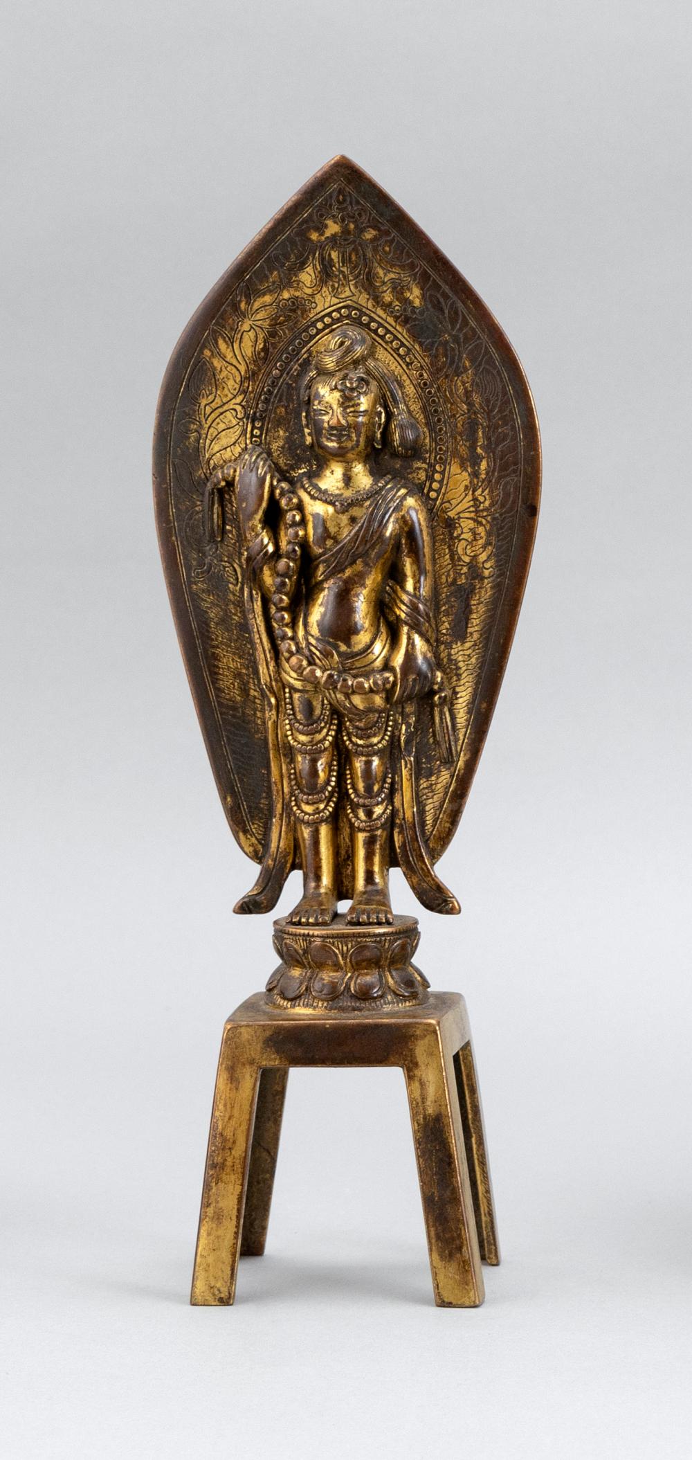 Appraisal: CHINESE GILT BRONZE VOTIVE FIGURE TH CENTURY HEIGHT CHINESE GILT