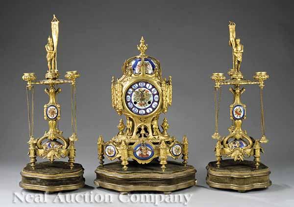 Appraisal: A French Renaissance Revival Gilt Bronze and Sevres Porcelain Clock