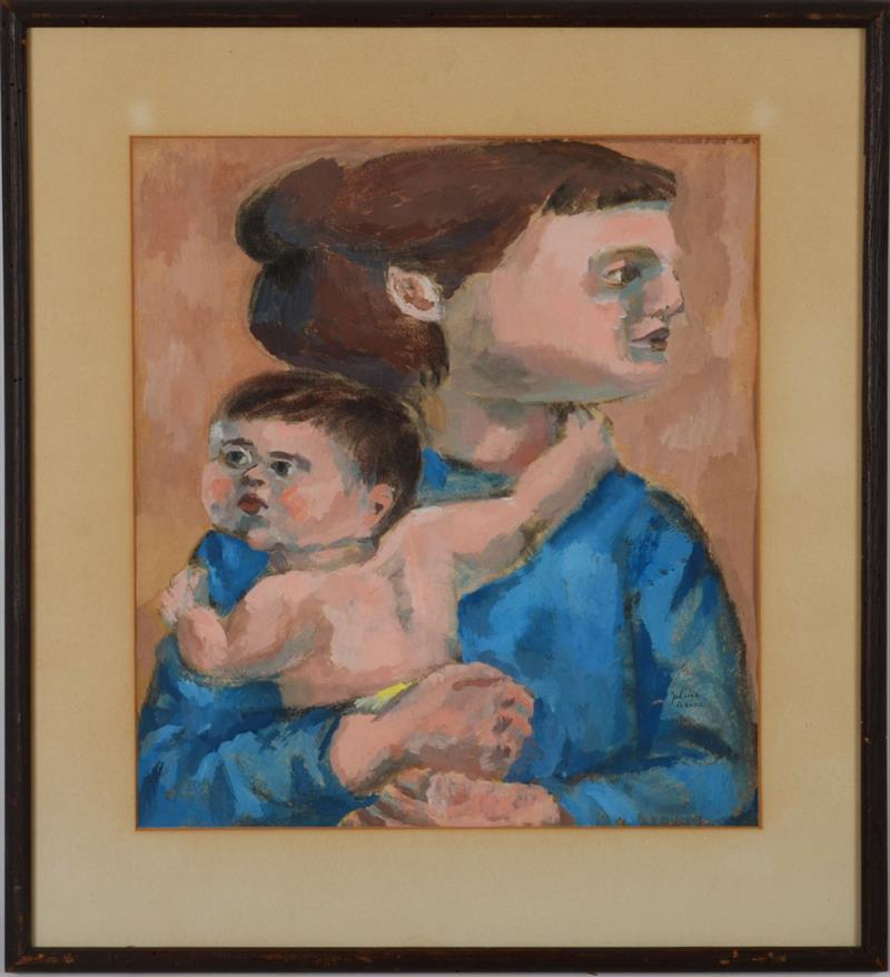 Appraisal: Oskar Julius Weiss - Figure with Child Gouache on paper