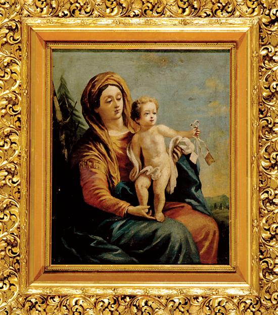 Appraisal: Continental school early th century MADONNA WITH INFANT HOLDING SCAPULAR