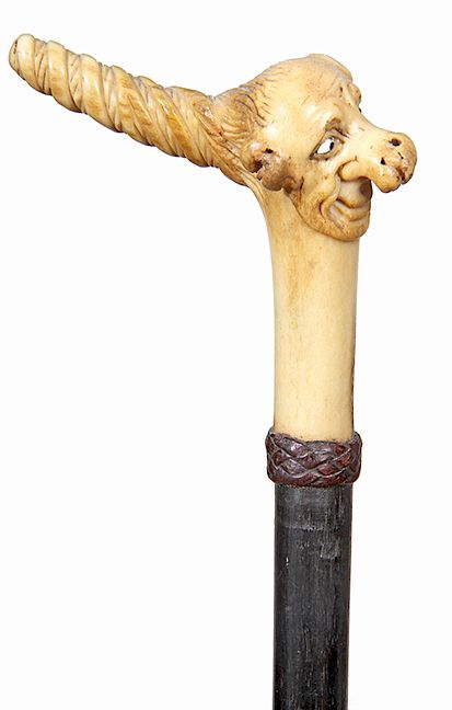 Appraisal: Whimsical Stag Cane- Ca - A carved antler with a