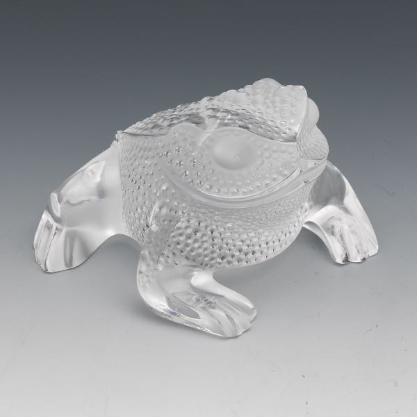 Appraisal: LALIQUE GLASS TOAD x x Clear and frosted glass toad