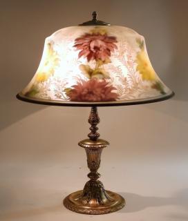 Appraisal: Pairpoint Reverse Painted Floral Silver Table Lamp MASSACHUSETTS EARLY TH