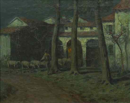 Appraisal: C L V Young th th century Courtyard at Night