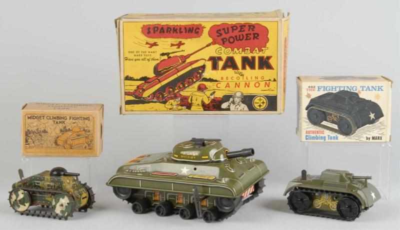 Appraisal: Lot of Marx Tank Wind-Up Toys Description American Working Two