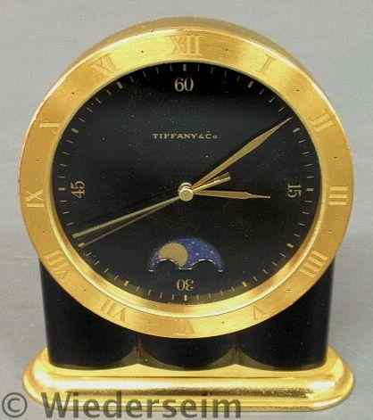 Appraisal: Swiss made Tiffany Co moon phase clock with brass and