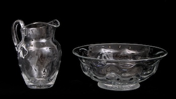 Appraisal: A Webb Glass Pitcher and Large Basin An antique clear