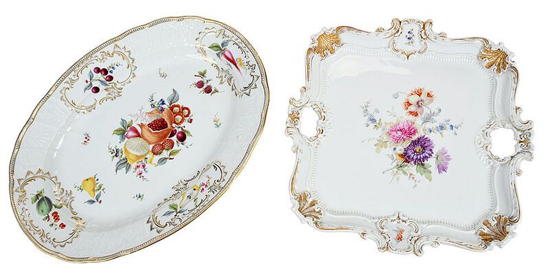 Appraisal: Two Large Meissen Hand Painted Serving Pieces German late th