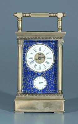 Appraisal: Brass key wind carriage clock top with open escapement enameled