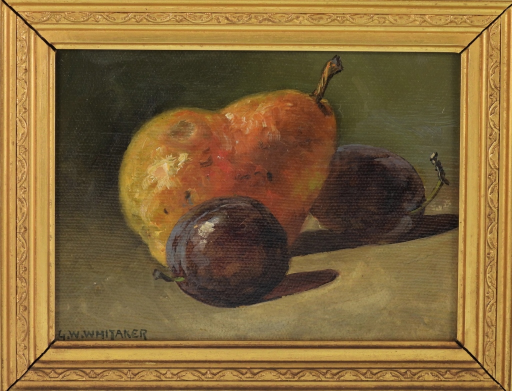 Appraisal: GEORGE WHITAKER RI PEAR PLUM STILL LIFE PAINTING Rhode Island