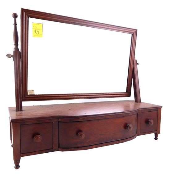 Appraisal: th C American shaving stand adjustable oblong mirror bowed case