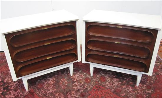 Appraisal: PAIR OF CHESTS Mid th C modern design white lacquered