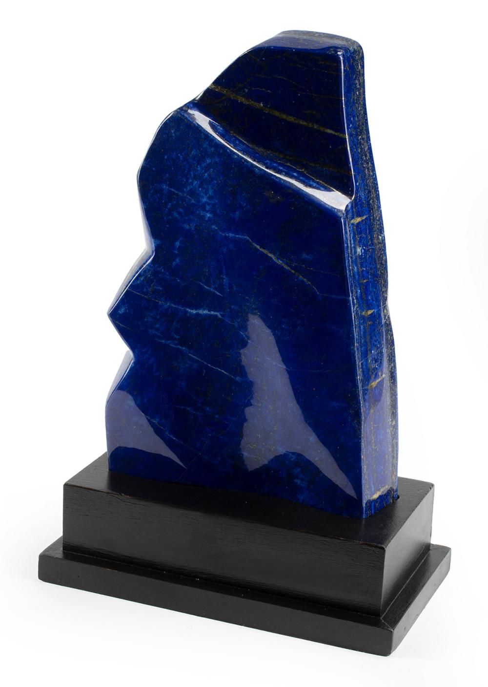 Appraisal: Art Moderne Specimen of Lapis Lazuli Stone stepped wood base