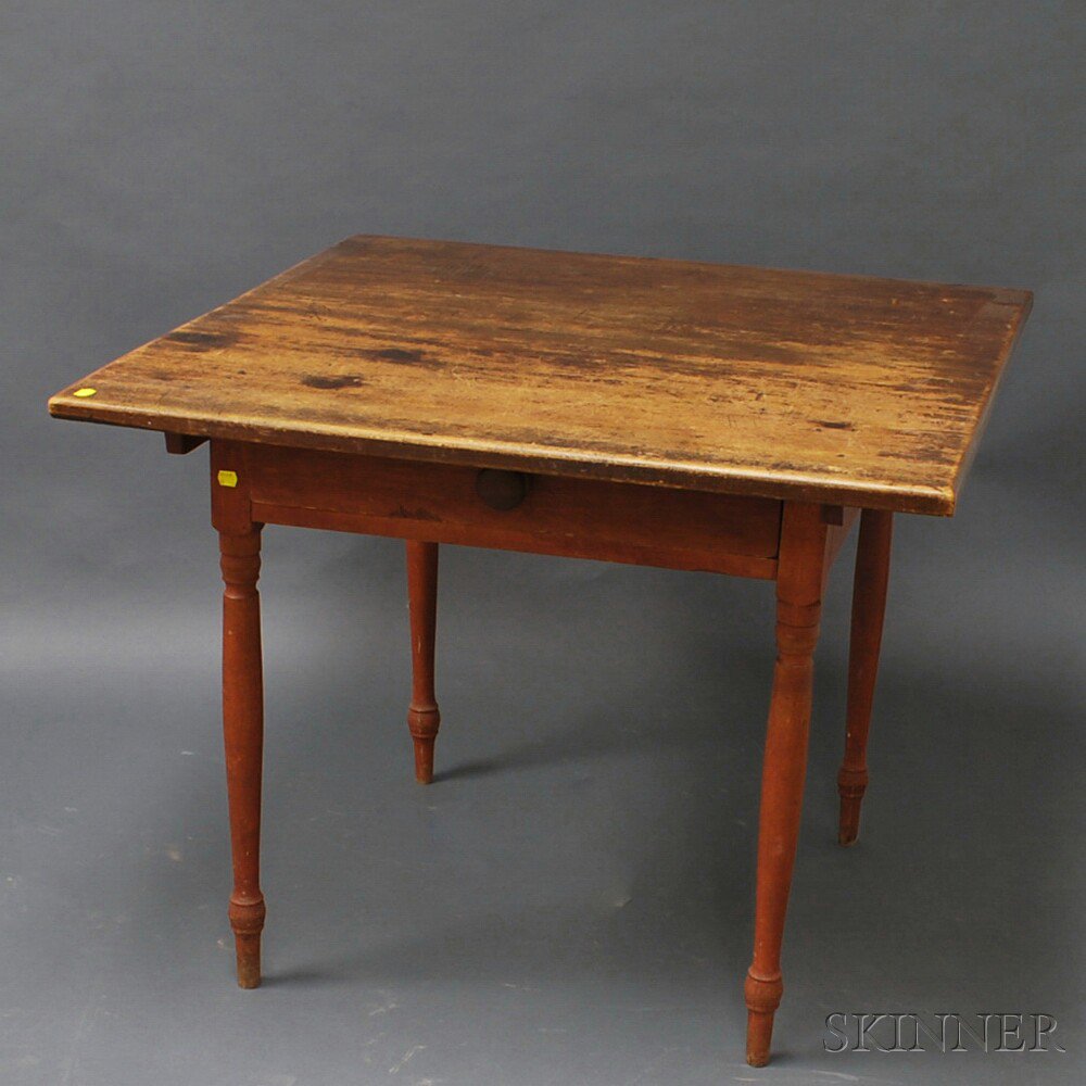 Appraisal: Country Federal Red-painted One-drawer Worktable New England early th century