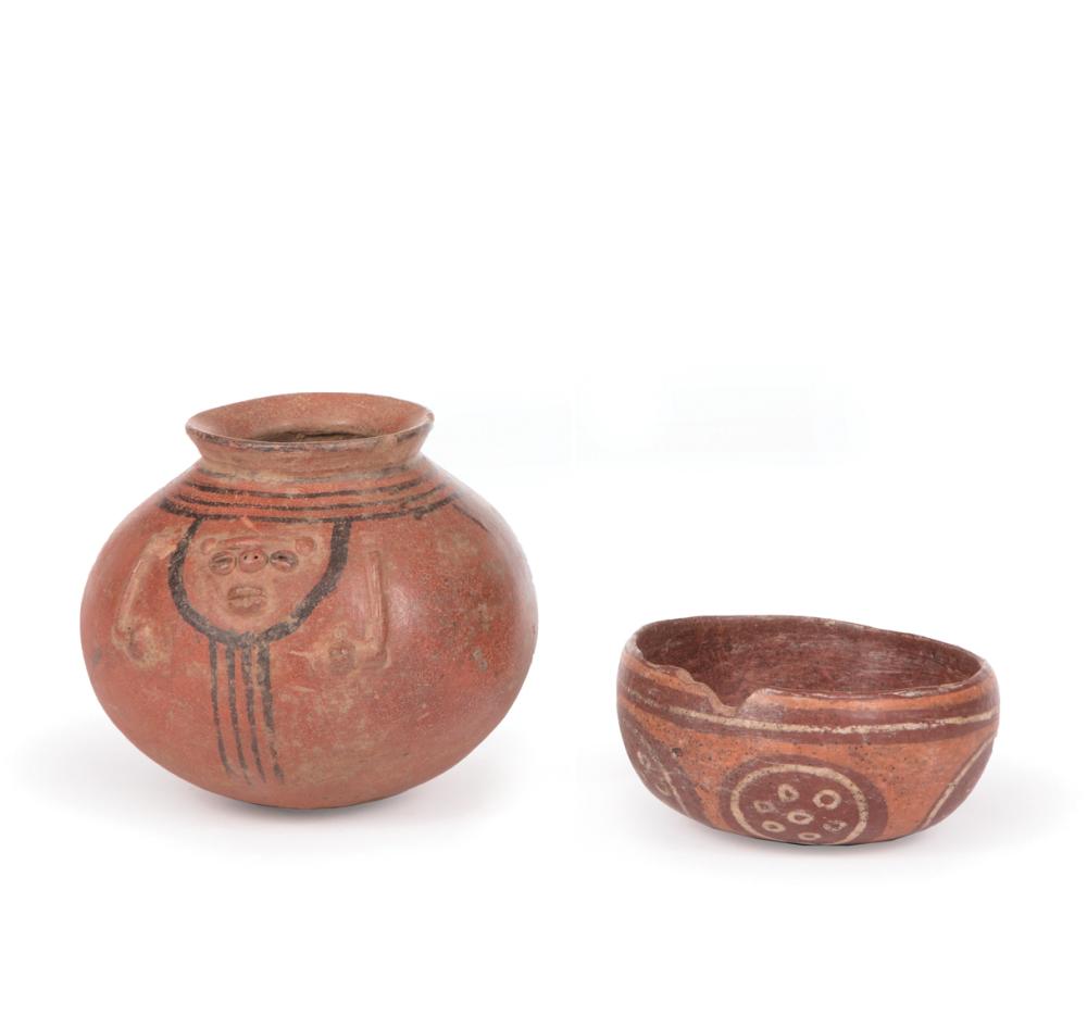 Appraisal: Pre-Columbian Ceramic Vase and Bowl vase with figural motif h