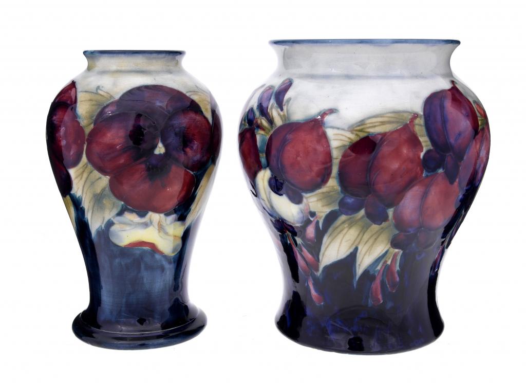 Appraisal: A MOORCROFT WISTERIA VASE AND A MOORCROFT PANSY VASE BOTH