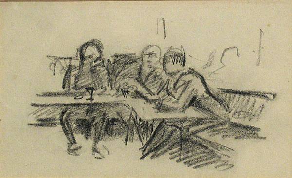 Appraisal: Jean Hippolyte Marchand French - Street scene Tavern scene with